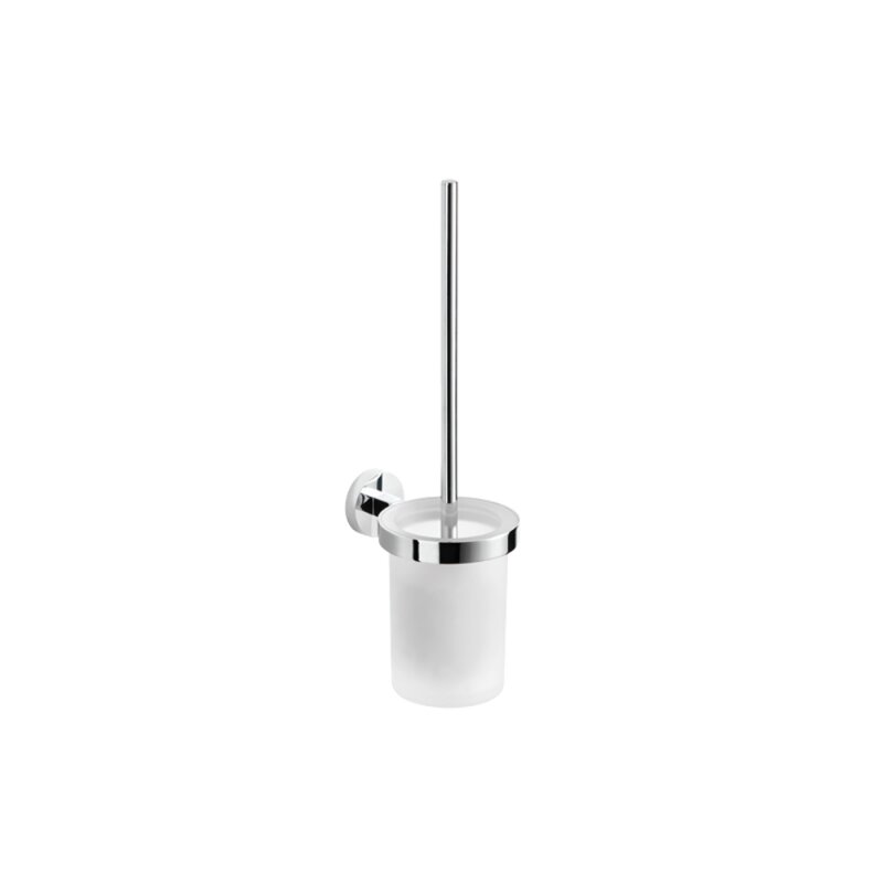 Toilettenbürstengarnitur- Wandmodell- Kristallglas satiniert- Bürste verchromt- Bürstenkopf weiss
